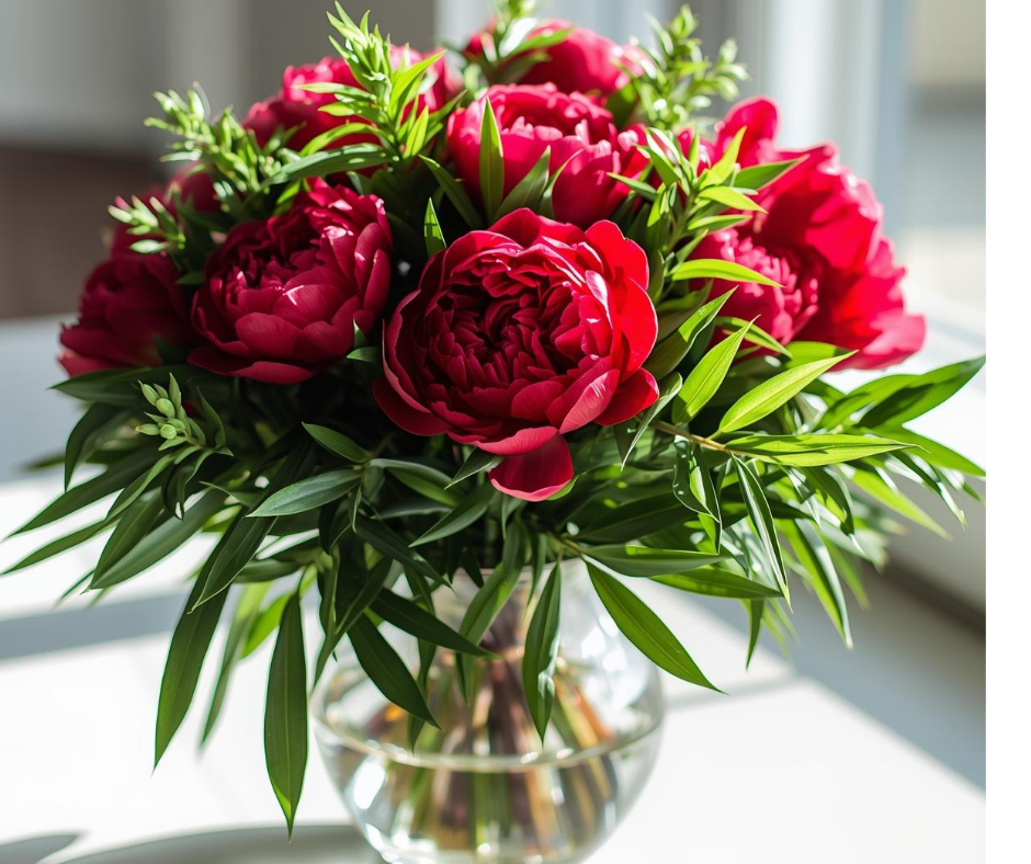 Red Charm Double Peony Bouquet -Pre - Order Now.
