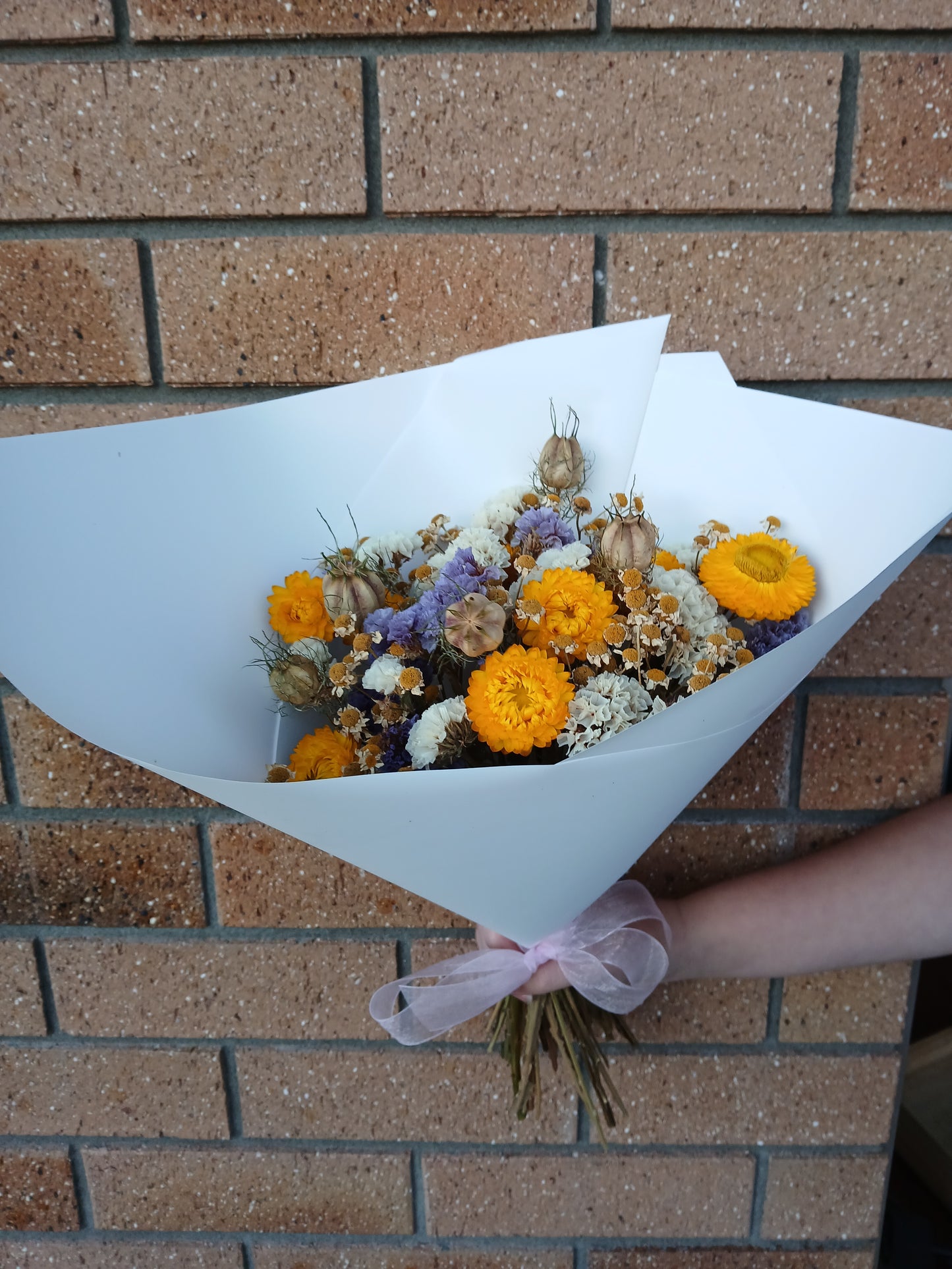 Dried Flower Posy - Pop of Yellow