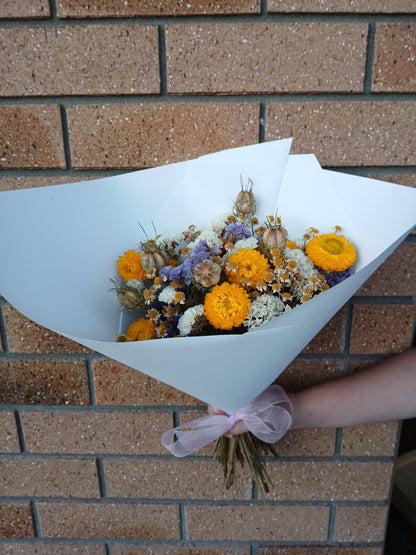 Dried Flower Posy - Pop of Yellow