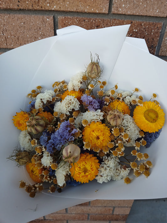 Dried Flower Posy - Pop of Yellow