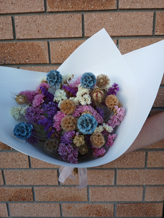 Dried Flower Posy - Pop of Blue